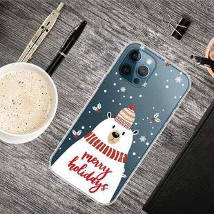 For iPhone 13 Pro Max Christmas Series Transparent TPU Protective Case (Scarf White Bear)