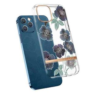 For iPhone 13 High Translucent Electroplating Flower Pattern TPU + PC Shockproof Case(Cineraria)