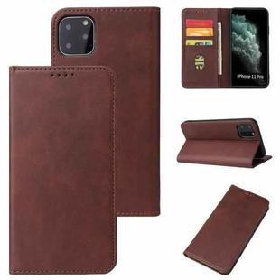 For iPhone 11 Calf Texture Magnetic Horizontal Flip Leather Case with Holder & Card Slots & Wallet (Brown)
