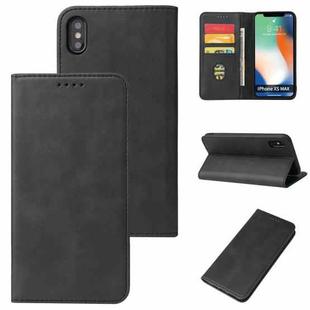 For iPhone X / XS Calf Texture Magnetic Horizontal Flip Leather Case with Holder & Card Slots & Wallet(Black)