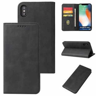 For iPhone XS Max Calf Texture Magnetic Horizontal Flip Leather Case with Holder & Card Slots & Wallet(Black)