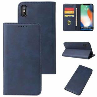 For iPhone XS Max Calf Texture Magnetic Horizontal Flip Leather Case with Holder & Card Slots & Wallet(Blue)