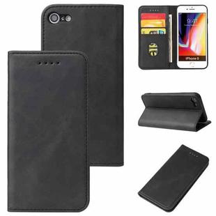 For iPhone SE 2022 / SE 2020 / 8 / 7 Calf Texture Magnetic Horizontal Flip Leather Case with Holder & Card Slots & Wallet(Black)