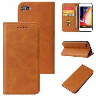 Calf Texture Magnetic Horizontal Flip Leather Case with Holder & Card Slots & Wallet For iPhone SE 2022 / SE 2020 / 8 / 7(Yellow)