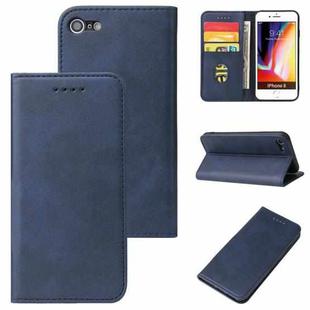 For iPhone SE 2022 / SE 2020 / 8 / 7 Calf Texture Magnetic Horizontal Flip Leather Case with Holder & Card Slots & Wallet(Blue)