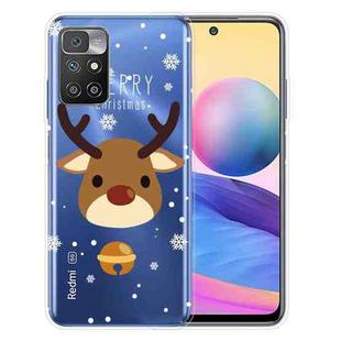 For Xiaomi Redmi 10 Christmas Series Transparent TPU Protective Case(Bell Deer)