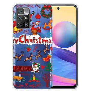 For Xiaomi Redmi 10 Christmas Series Transparent TPU Protective Case(Christmas Stamp)