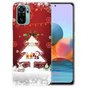 For Xiaomi Redmi Note 10 4G Christmas Series Transparent TPU Protective Case(Mini Deer and Old Man)