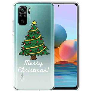 For Xiaomi Redmi Note 10 4G Christmas Series Transparent TPU Protective Case(Small Christmas Tree)