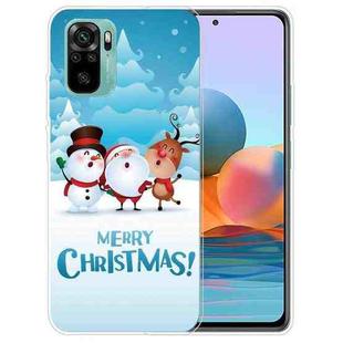 For Xiaomi Redmi Note 10 4G Christmas Series Transparent TPU Protective Case(Singing Snowman Deer)