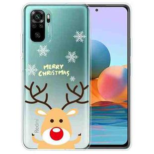 For Xiaomi Redmi Note 10 4G Christmas Series Transparent TPU Protective Case(Raise Hand Deer)