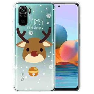 For Xiaomi Redmi Note 10 4G Christmas Series Transparent TPU Protective Case(Bell Deer)