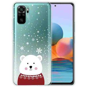 For Xiaomi Redmi Note 10 4G Christmas Series Transparent TPU Protective Case(Fat Bear in Red)