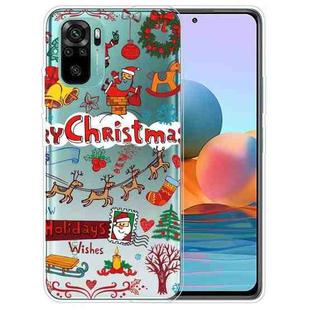 For Xiaomi Redmi Note 10 4G Christmas Series Transparent TPU Protective Case(Christmas Stamp)