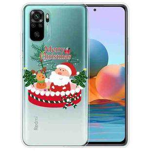 For Xiaomi Redmi Note 10 4G Christmas Series Transparent TPU Protective Case(Gift Box Old Man)