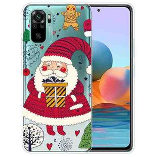 For Xiaomi Redmi Note 10 4G Christmas Series Transparent TPU Protective Case(Striped Snowman)