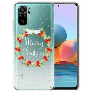 For Xiaomi Redmi Note 10 4G Christmas Series Transparent TPU Protective Case(Vintage Wreath)