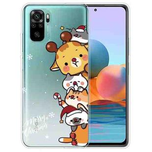 For Xiaomi Redmi Note 10 4G Christmas Series Transparent TPU Protective Case(Multiple Animals)