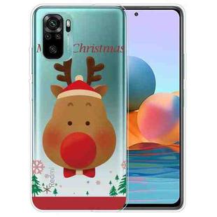 For Xiaomi Redmi Note 10 4G Christmas Series Transparent TPU Protective Case(Big Nosed Deer)