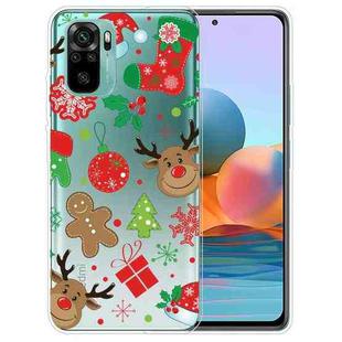 For Xiaomi Redmi Note 10 4G Christmas Series Transparent TPU Protective Case(Banana Fruit)