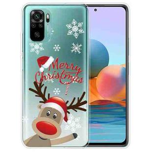 For Xiaomi Redmi Note 10 4G Christmas Series Transparent TPU Protective Case(Deer Says Hello)