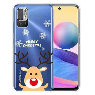 For Xiaomi Redmi Note 10 5G Christmas Series Transparent TPU Protective Case(Raise Hand Deer)