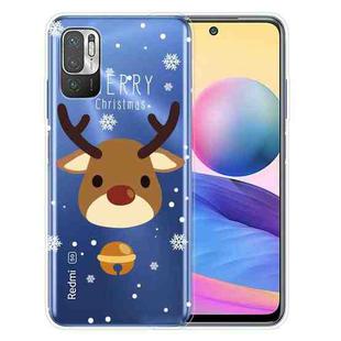 For Xiaomi Redmi Note 10 5G Christmas Series Transparent TPU Protective Case(Bell Deer)