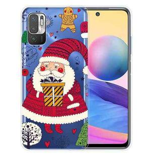For Xiaomi Redmi Note 10 5G Christmas Series Transparent TPU Protective Case(Striped Snowman)