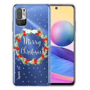 For Xiaomi Redmi Note 10 5G Christmas Series Transparent TPU Protective Case(Vintage Wreath)