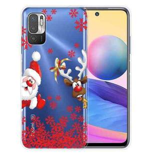 For Xiaomi Redmi Note 10 5G Christmas Series Transparent TPU Protective Case(Red Leaves Old Man)