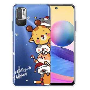 For Xiaomi Redmi Note 10 5G Christmas Series Transparent TPU Protective Case(Multiple Animals)