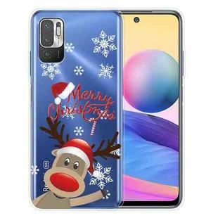 For Xiaomi Redmi Note 10 5G Christmas Series Transparent TPU Protective Case(Deer Says Hello)