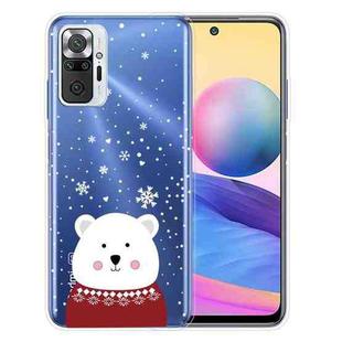For Xiaomi Redmi Note 10 Pro 4G Christmas Series Transparent TPU Protective Case(Fat Bear in Red)