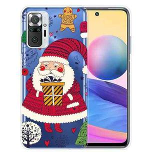 For Xiaomi Redmi Note 10 Pro 4G Christmas Series Transparent TPU Protective Case(Striped Snowman)