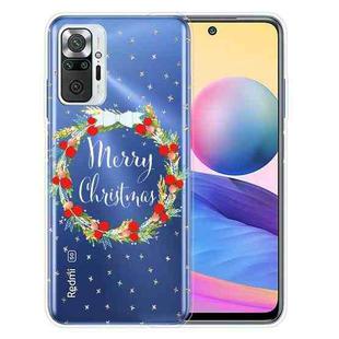 For Xiaomi Redmi Note 10 Pro 4G Christmas Series Transparent TPU Protective Case(Vintage Wreath)