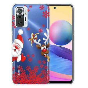 For Xiaomi Redmi Note 10 Pro 4G Christmas Series Transparent TPU Protective Case(Red Leaves Old Man)