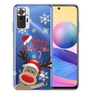 For Xiaomi Redmi Note 10 Pro 4G Christmas Series Transparent TPU Protective Case(Deer Says Hello)