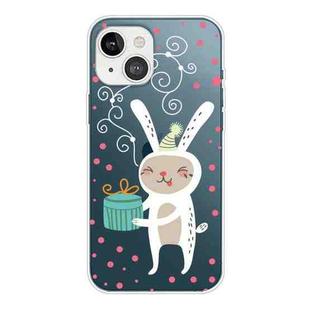 For iPhone 13 mini Christmas Series Transparent TPU Protective Case (Gift Rabbit)