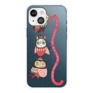 For iPhone 13 mini Christmas Series Transparent TPU Protective Case (Red Belt Bird)