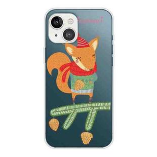 For iPhone 13 mini Christmas Series Transparent TPU Protective Case (Fox)