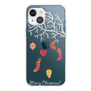 For iPhone 13 mini Christmas Series Transparent TPU Protective Case (White Tree Gift)