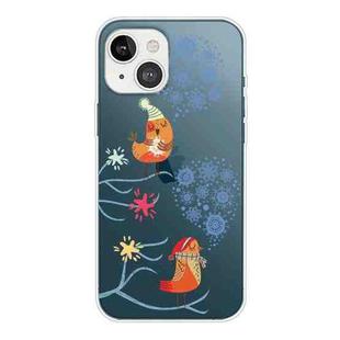 For iPhone 13 mini Christmas Series Transparent TPU Protective Case (Two Snowflakes)