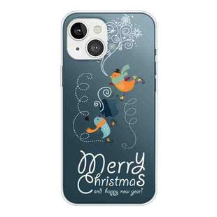 For iPhone 13 mini Christmas Series Transparent TPU Protective Case (Skiing Bird)