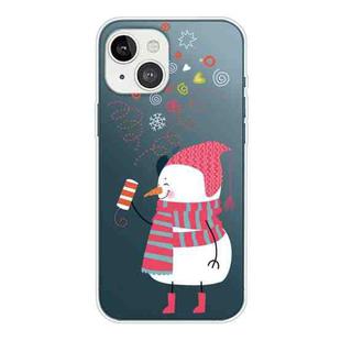 For iPhone 13 mini Christmas Series Transparent TPU Protective Case (Fireworks and Snowmen)