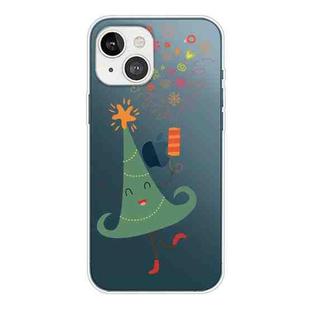 Christmas Series Transparent TPU Protective Case For iPhone 13(Happy Christmas Tree)