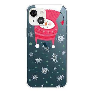 For iPhone 13 Christmas Series Transparent TPU Protective Case(Hang Snowman)