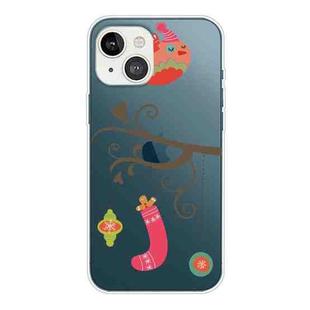 Christmas Series Transparent TPU Protective Case For iPhone 13(Gift Bird)