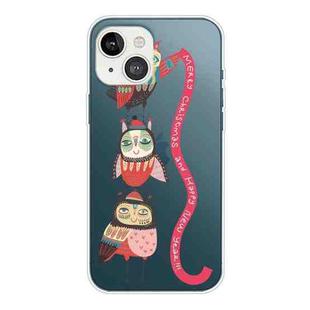 Christmas Series Transparent TPU Protective Case For iPhone 13(Red Belt Bird)