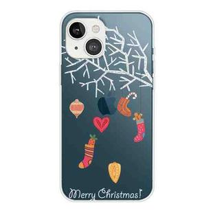 Christmas Series Transparent TPU Protective Case For iPhone 13(White Tree Gift)