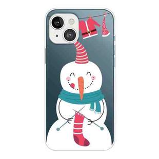 Christmas Series Transparent TPU Protective Case For iPhone 13(Socks Snowman)